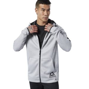 Bluza Z Kapturem Męskie Reebok One Series Training Full Zip Szare PL 97QHAML